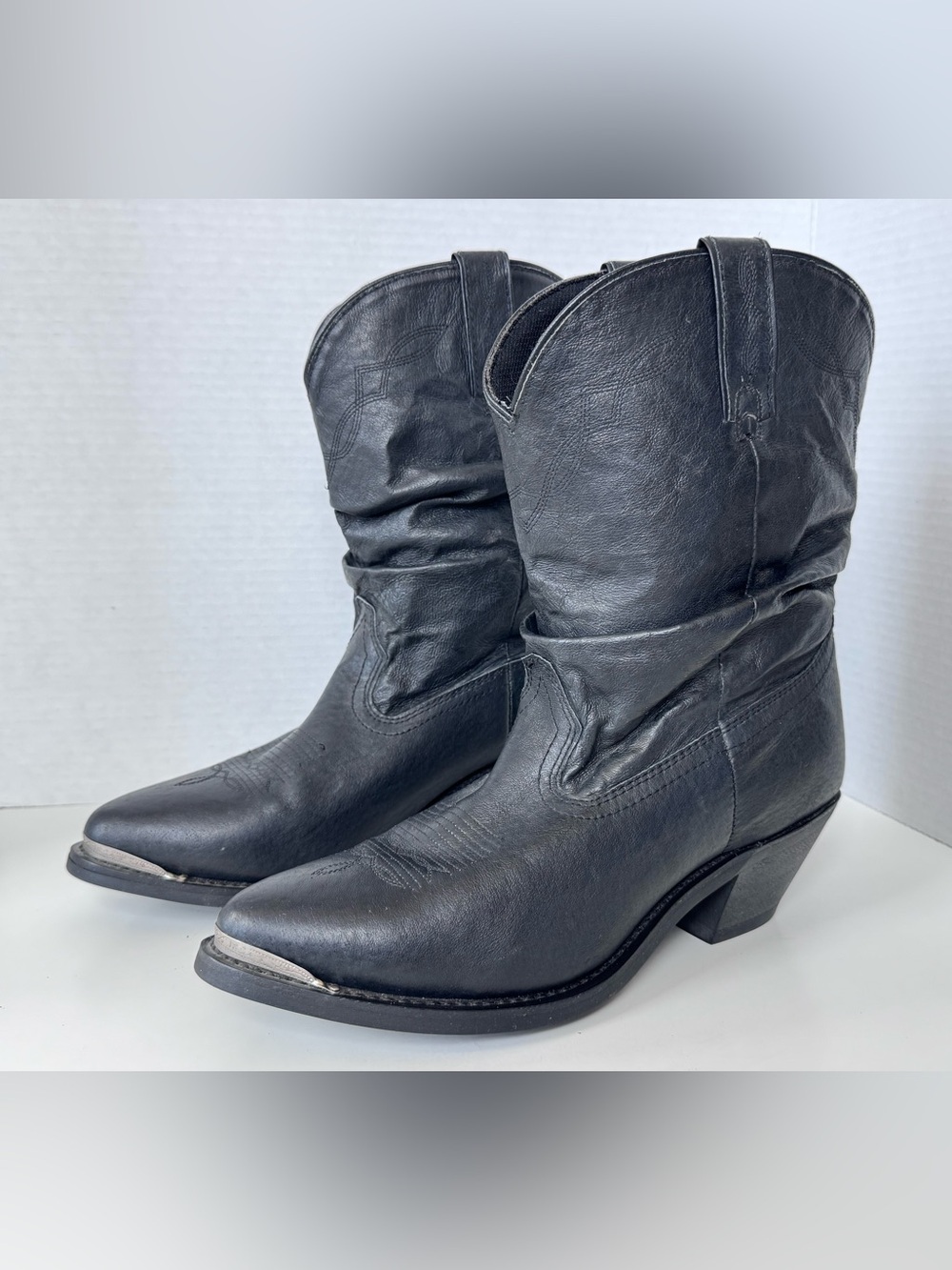 Shyanne Tammye Slouch Boots Black Leather Western Cowgirl Country Festival Shoes